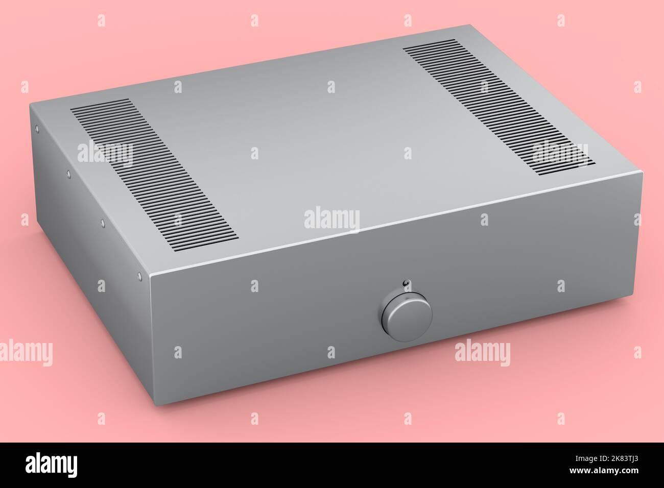 HiFi system with turntable and amplifier for home theater on pink