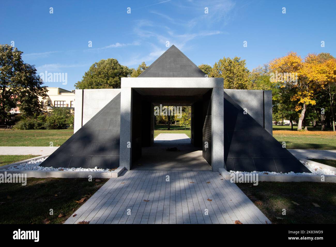 Pyramid shaped monument in Kerepesi Cemetery Budapest Hungary Stock Photo