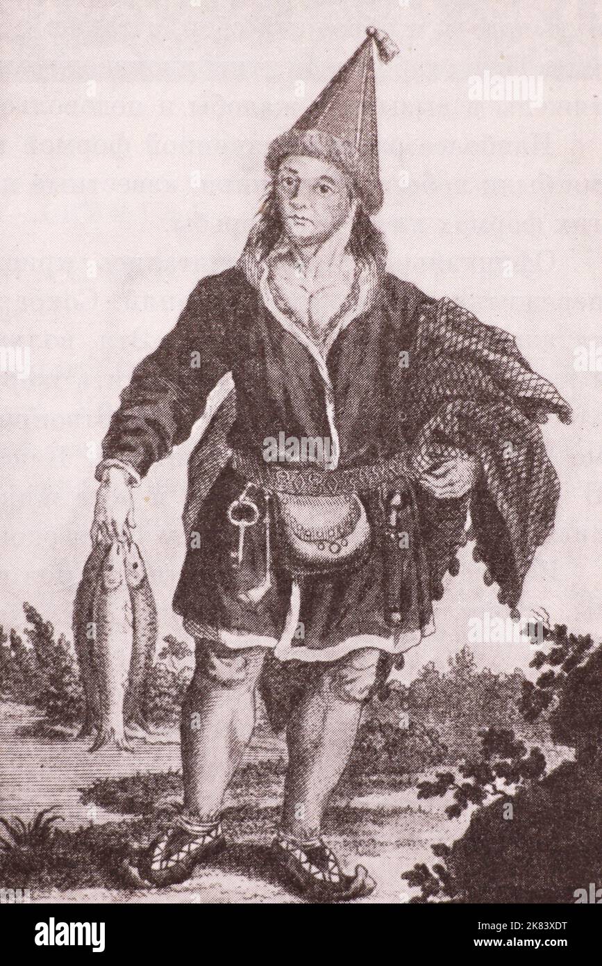 Sami (Lapp). Engraving from 1799. The Sámi are a Finno-Ugric-speaking people inhabiting the region of Sápmi (formerly known as Lapland), which today encompasses large northern parts of Norway, Sweden, Finland, and of the Murmansk Oblast, Russia, most of the Kola Peninsula in particular. The Sámi have historically been known in English as Lapps or Laplanders, but these terms are regarded as offensive by the Sámi, who prefer the area's name in their own languages, e.g. Northern Sámi Sápmi. Their traditional languages are the Sámi languages, which are classified as a branch of the Uralic language Stock Photo