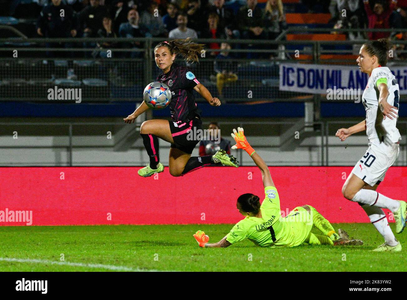 Marjolen Wafula Nekesa of Slavia (left) celebrates goal during the final  round of women Champions