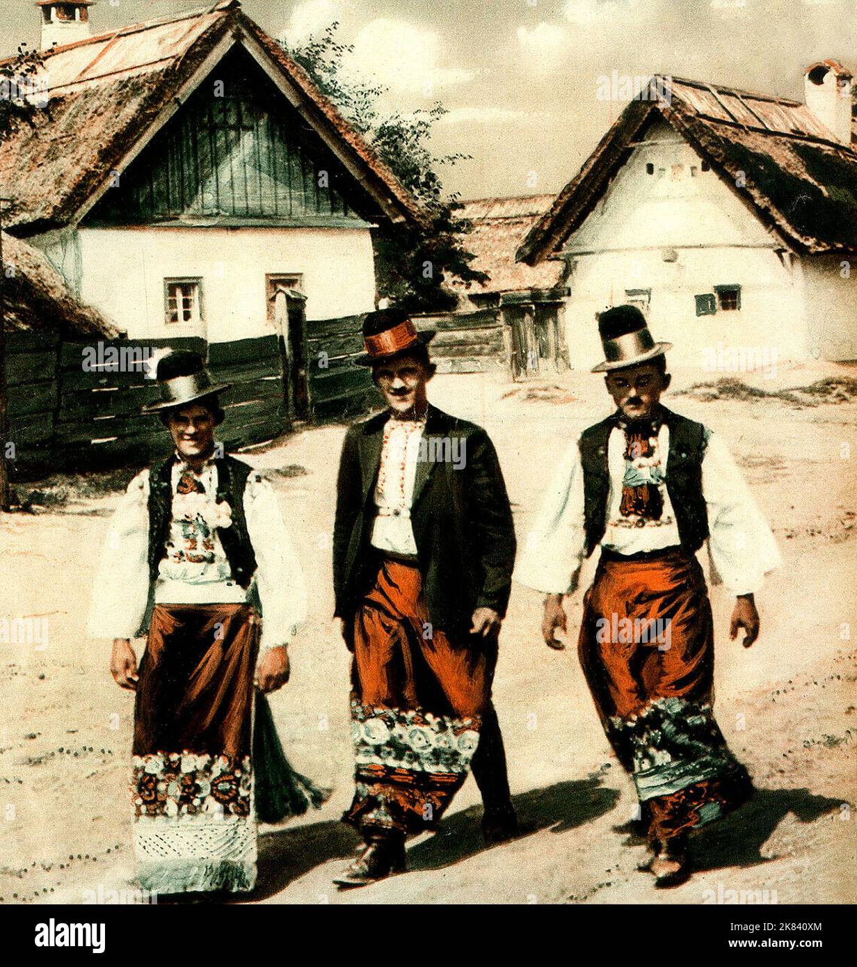 Hungarian farmers in their national dress in 1932. Stock Photo