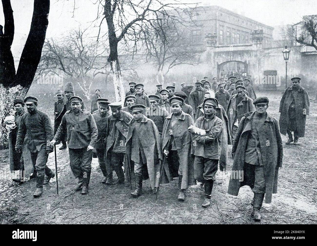 Prisoners Russians during transportation in 1915. Stock Photo