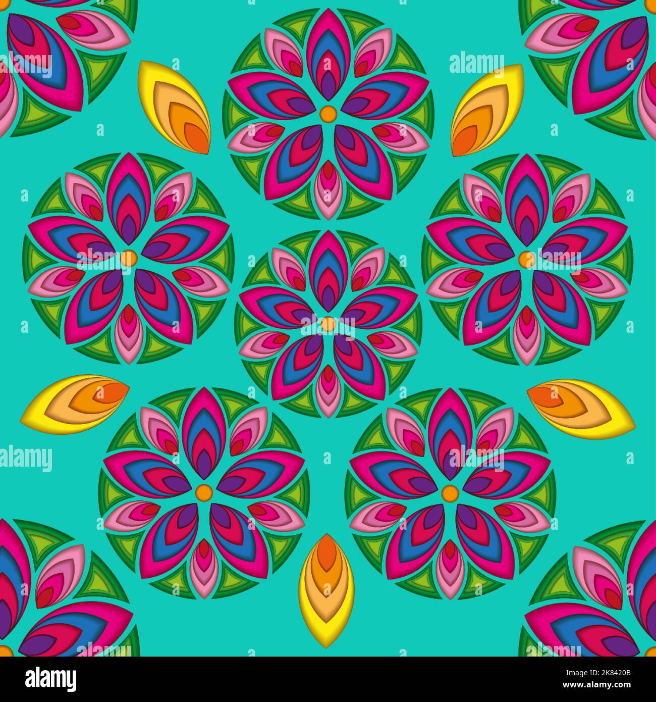 Colorful Flower Mandalas background. Vintage decorative elements. Oriental pattern, vector illustration. Islam, Arabic, Indian, turkish, pakistan Stock Vector
