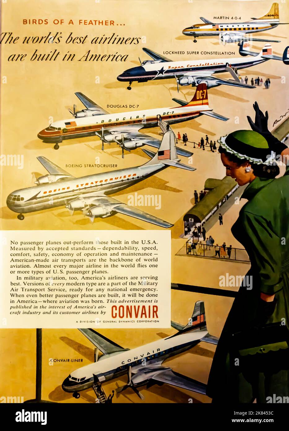 Convair airways advert in a NatGeo magazine, 1954 Stock Photo