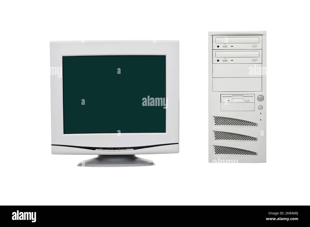 Old and obsolete computer set isolated on white Stock Photo - Alamy