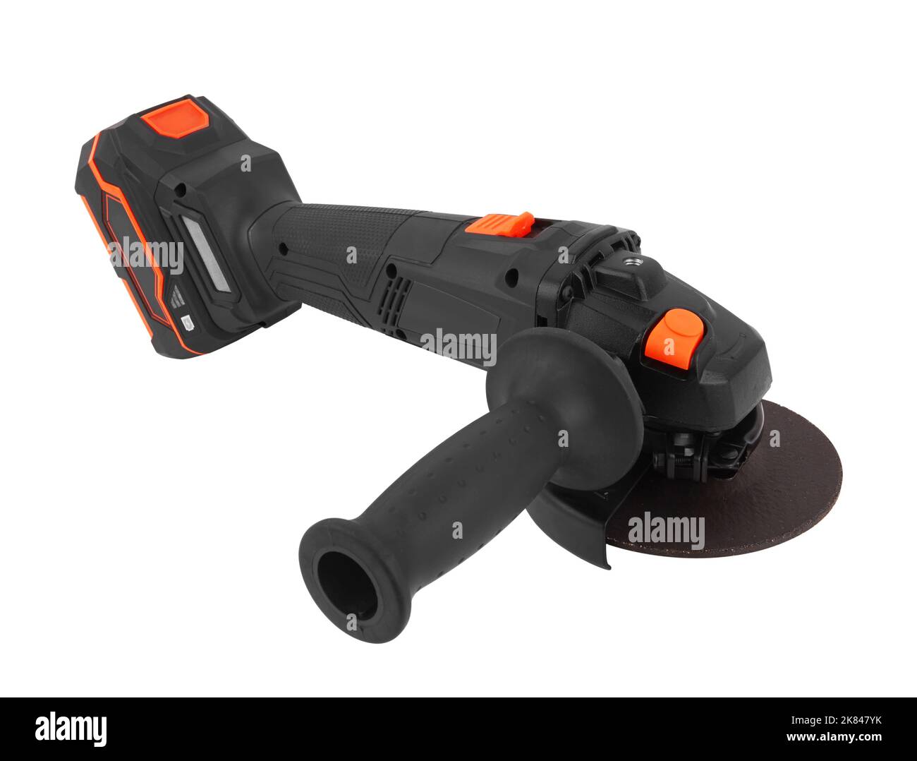 Cordless grinder on battery isolated on white background Stock Photo