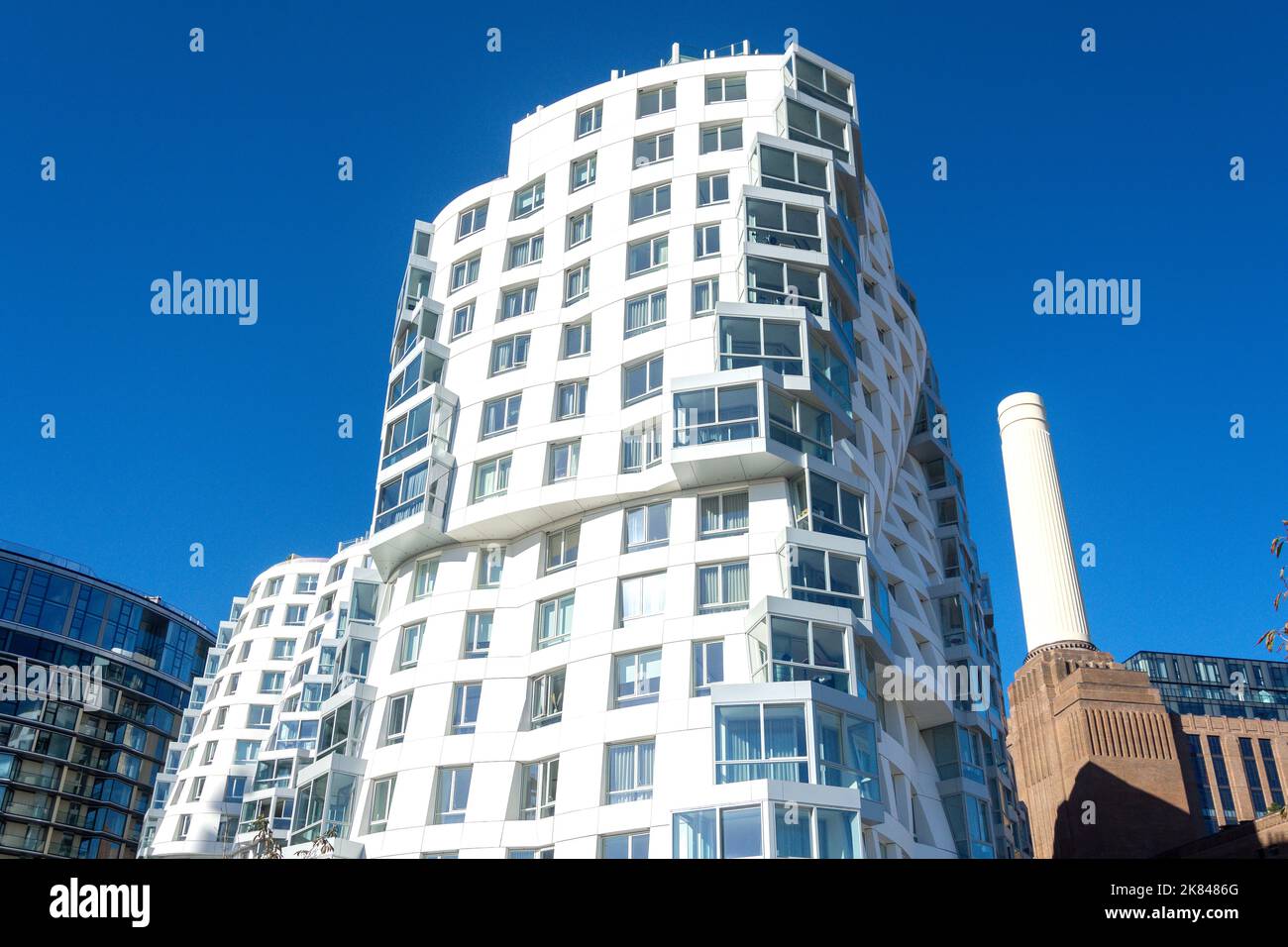 Pico House apartment building and chimney of Battersea Power Station
