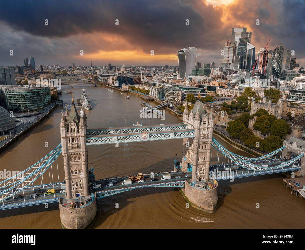 Aerial view tower bridge hi-res stock photography and images - Alamy