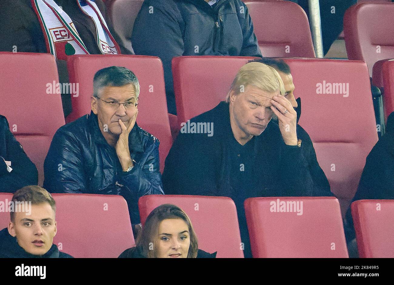 Herbert HAINER, FCB president and Ex CEO Adidas Oliver KAHN, FCB CEO, Vorstandsvorsitzender der FC Bayern München AG,  in the match DFB Cup second round FC AUGSBURG -  FC BAYERN MUENCHEN 2-5 DFB-Pokal, German Football Trophy on Oct 19, 2022 in Augsburg, Germany. Season 2022/2023, 2.Runde,  © Peter Schatz / Alamy Live News   DFB regulations prohibit any use of photographs as image sequences and/or quasi-video. Credit: Peter Schatz/Alamy Live News Stock Photo