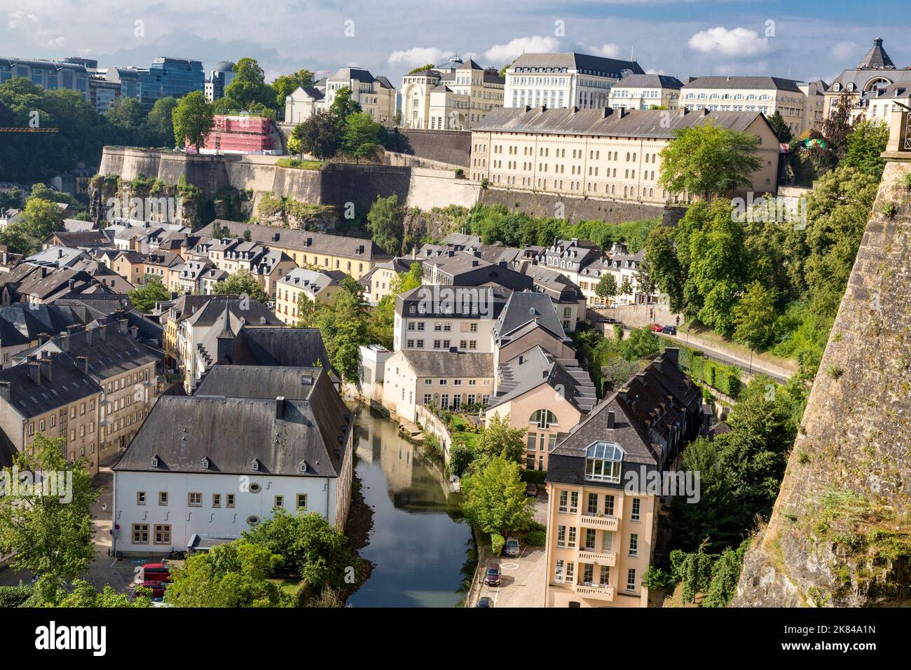 Luxembourg City and the River Alzette, Luxembourg. Stock Photo