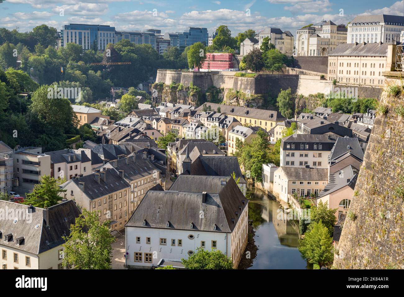 Luxembourg City and the River Alzette, Luxembourg. Stock Photo