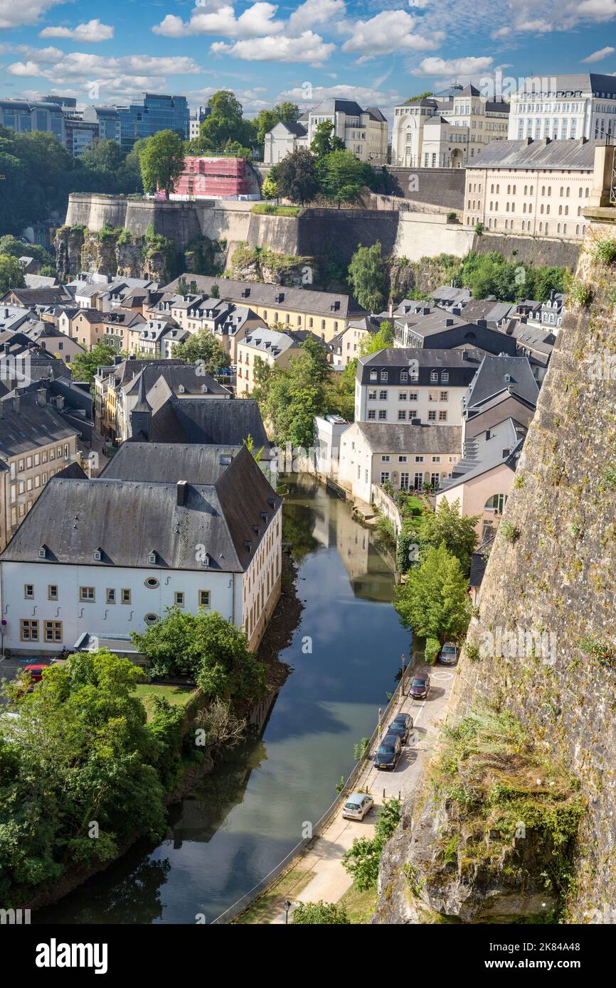 Luxembourg City and the River Alzette, Luxembourg. Stock Photo