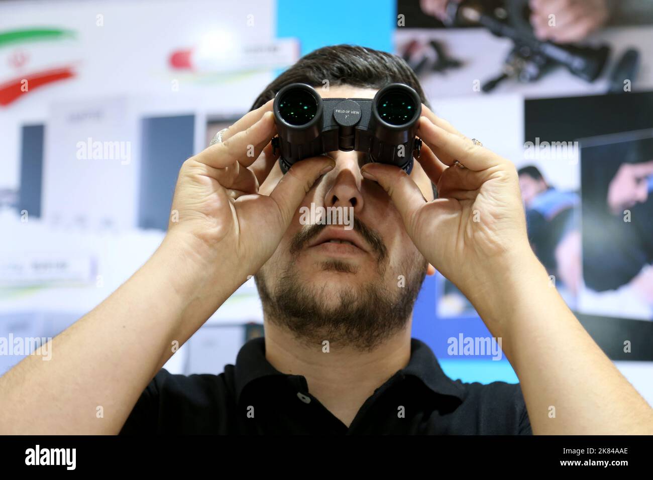 October 20, 2022, Tehran, Tehran, Iran: Iranian visitors are seen during the 19th International Police Security and Safety Equipment Exhibition (IPAS 2022) at the grand Mosalla mosque in Tehran, Iran, on October 20, 2022. The idea to hold an IPAS exhibition took shape in 2001 with the initiative of the then Commander of the Law Enforcement Force of the Islamic Republic of Iran. The first term was held in the same year entitled, â€œ IPAS 2002: on March 2001 on police, security and safety equipment at the venue of the Conference Center of IRIB with the productions of 19 countries. After that, it Stock Photo