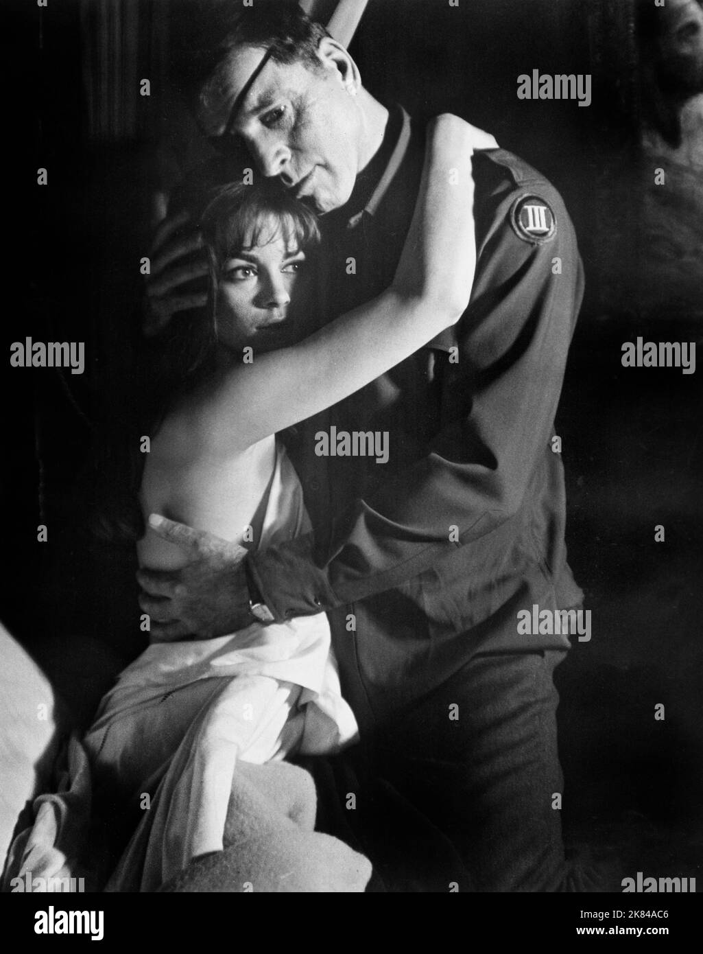 Astrid Heeren, Burt Lancaster, on-set of the Film, 'Castle Keep', Columbia Pictures, 1969 Stock Photo