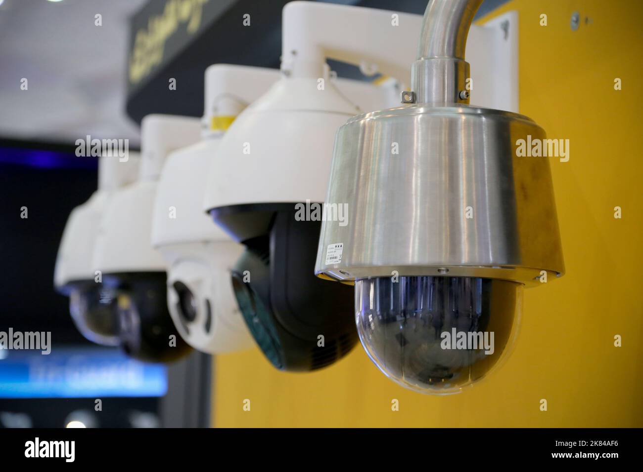 October 20, 2022, Tehran, Tehran, Iran: CCTV IP cameras are displayed at the 19th International Police Security and Safety Equipment Exhibition (IPAS 2022) at the grand Mosalla mosque in Tehran, Iran, on October 20, 2022. The idea to hold an IPAS exhibition took shape in 2001 with the initiative of the then Commander of the Law Enforcement Force of the Islamic Republic of Iran. The first term was held in the same year entitled, â€œ IPAS 2002: on March 2001 on police, security and safety equipment at the venue of the Conference Center of IRIB with the productions of 19 countries. After that, it Stock Photo