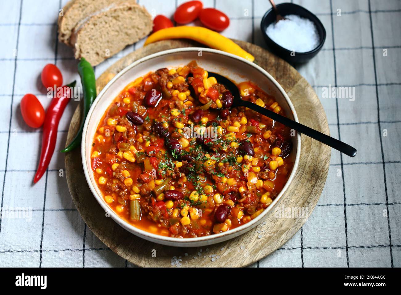 Chile con carne. Traditional Mexican dish. Stock Photo