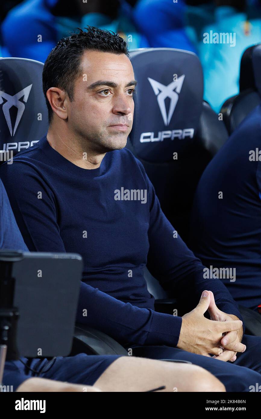 Barcelona, Spain. 20th Oct, 2022. The manager Xavi Hernandez prior to the La Liga match between FC Barcelona and Villarreal CF at the Spotify Camp Nou Stadium in Barcelona, Spain. Credit: Christian Bertrand/Alamy Live News Stock Photo