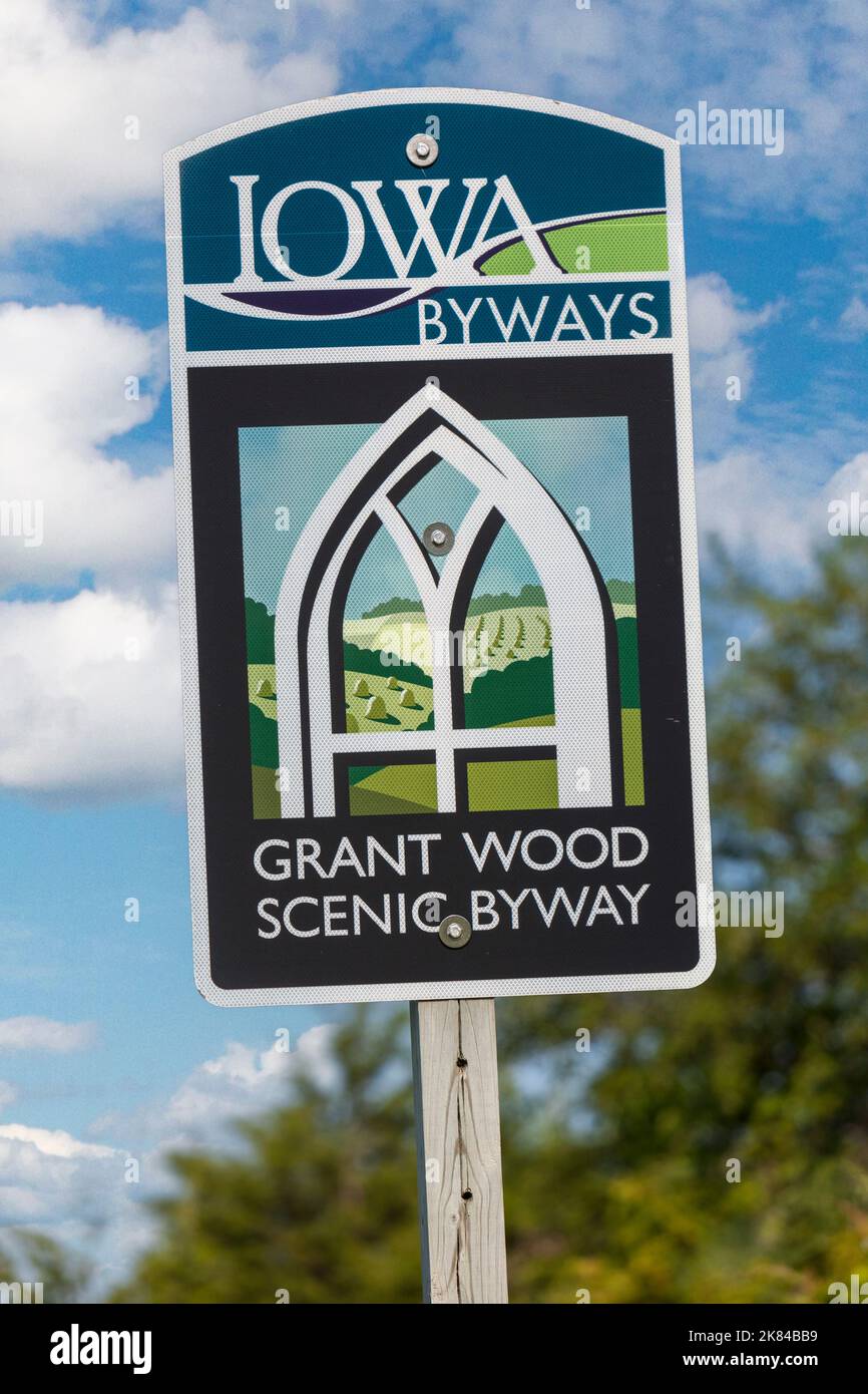 Iowa.  Byways Sign, marking a scenic road. Stock Photo