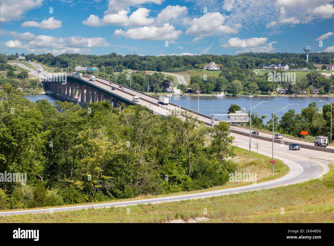 Mississippi River Bridge, US Interstate 80 Highway, Le Claire, Iowa on