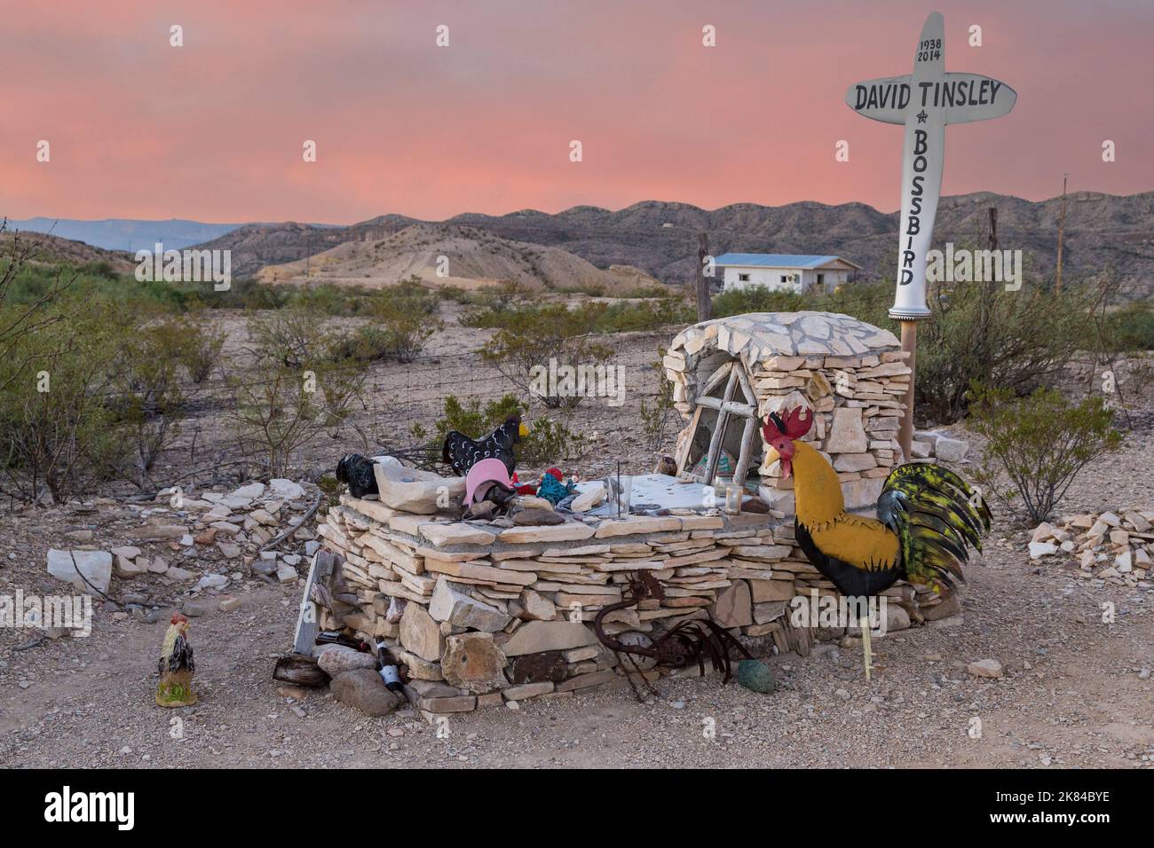Terlingua, Texas. Grave of Bossbird David, in Terlingua Cemetery. Cemetery dates from early 1900s, still in use. Stock Photo