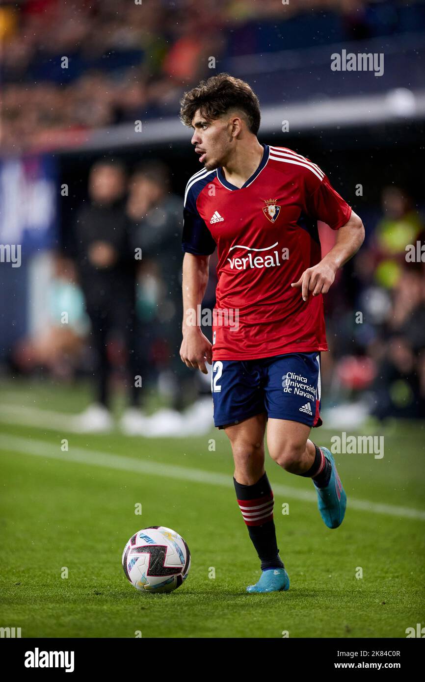 Pamplona, Spain. 20th Oct, 2022. PAMPLONA, SPAIN - OCTOBER 20: Ez Abde of CA Osasuna in action during the La Liga Santander match between CA Osasuna and RCD Espanyol on October 20, 2022 at El Sadar in Pamplona, Spain. (Photo by Ricardo Larreina/AFLO) Credit: Aflo Co. Ltd./Alamy Live News Stock Photo