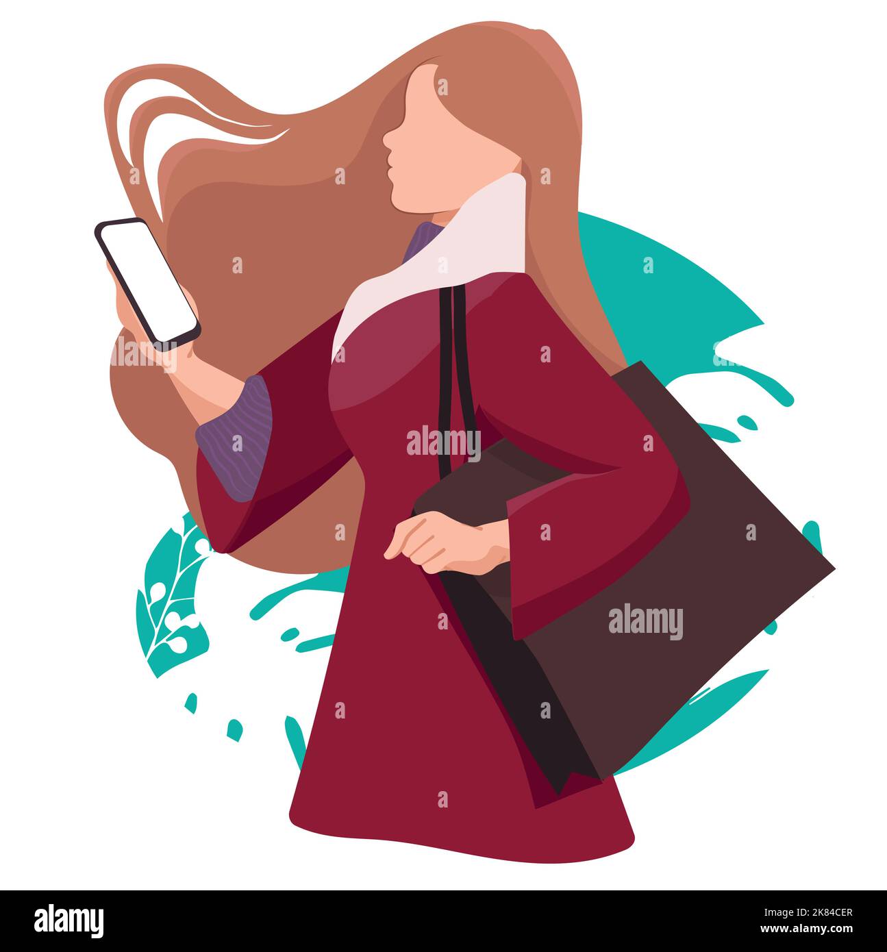 Shopping, sales, fashion, purchase concept. Woman cartoon characters illustrations in boutique with heap of various colourful shopping bags after successful shopping. Vector illustration Stock Vector