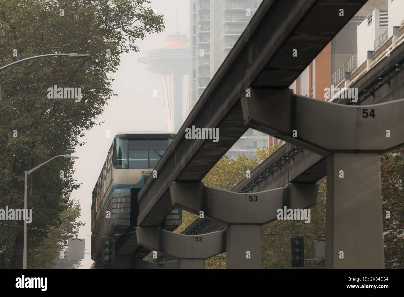 Seattle, USA. 20 Oct, 2022. The barely visible Space Needle as the
