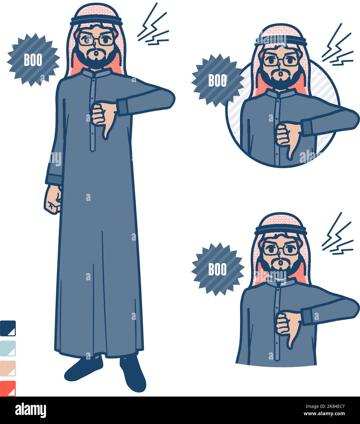 A arabian middle man in Black costume with Booing images.It's vector ...