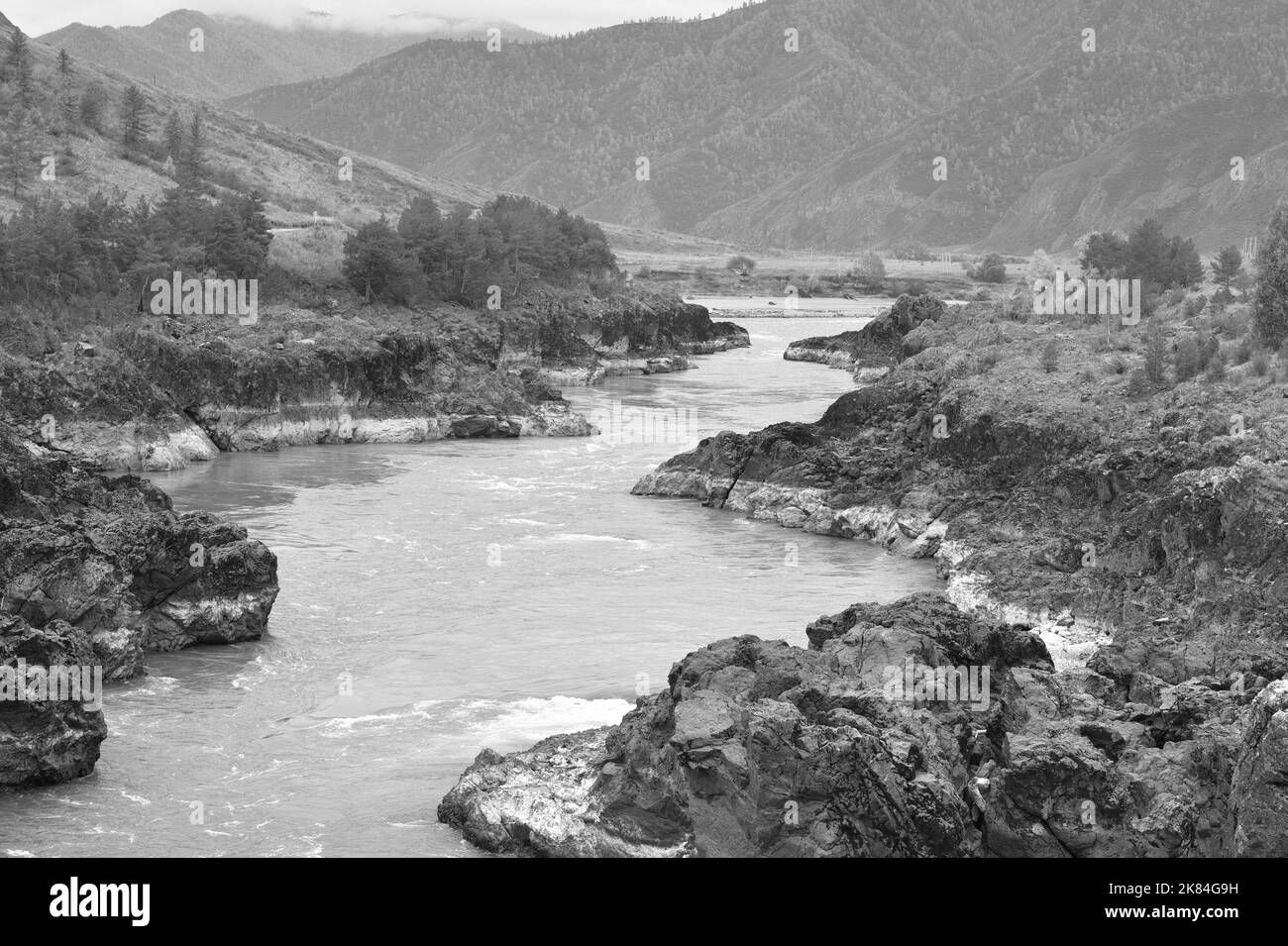 Altai river katun on Black and White Stock Photos & Images - Alamy