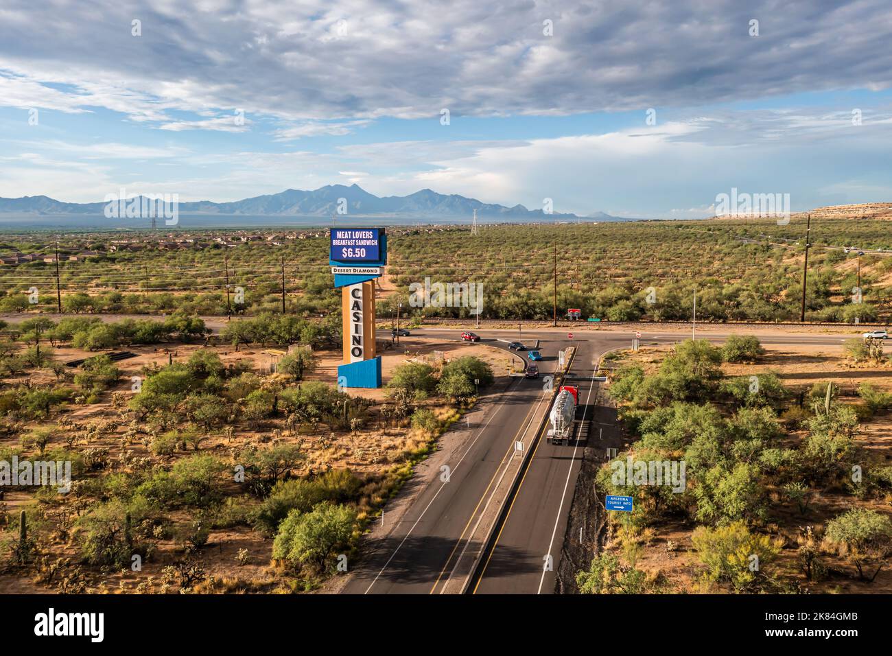 Electronic billboard sign advertising for the Desert Diamond Casino.  Stock Photo