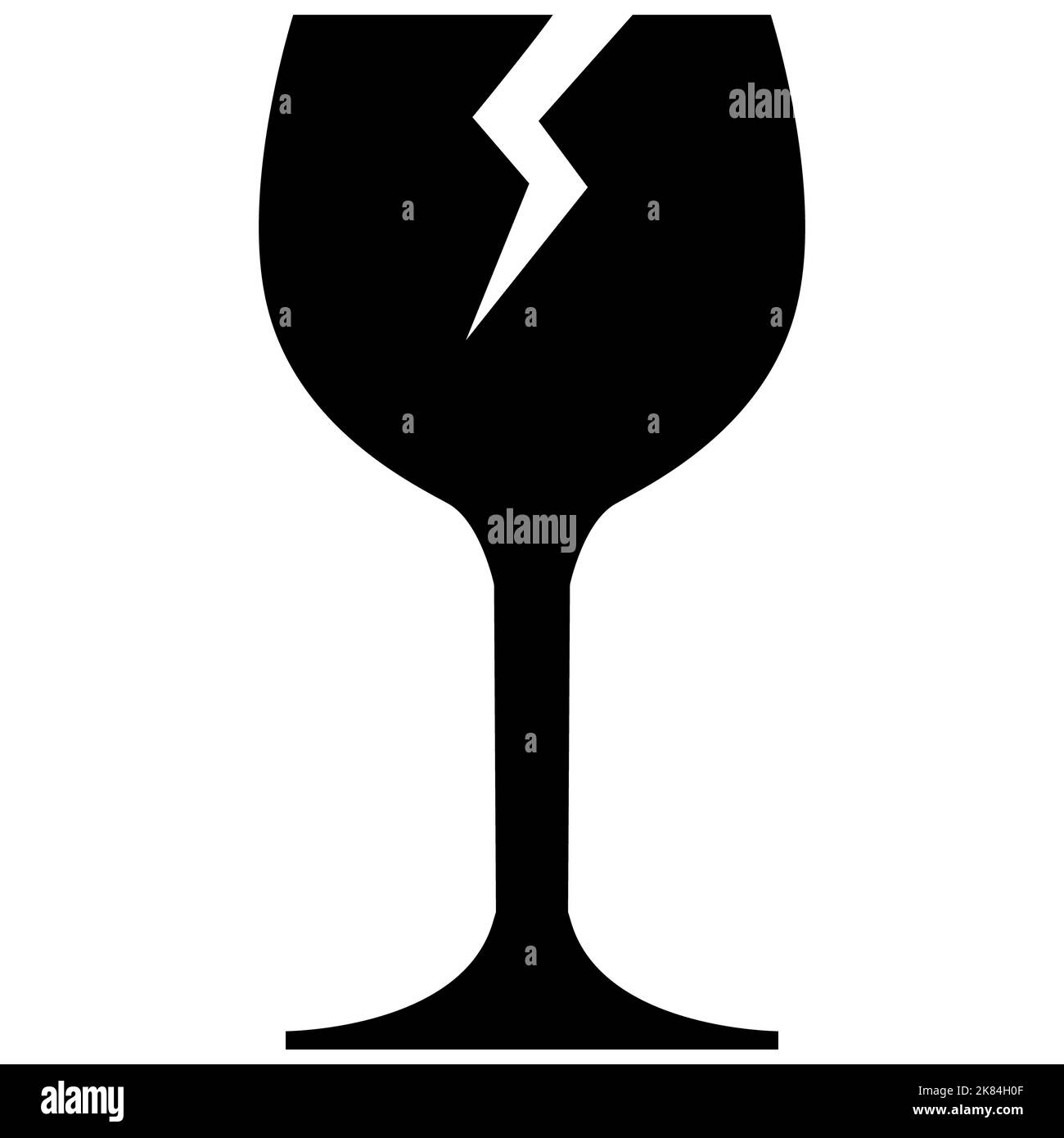 Broken glass icon on white background. Packaging symbol. fragile glass symbol. flat style Stock