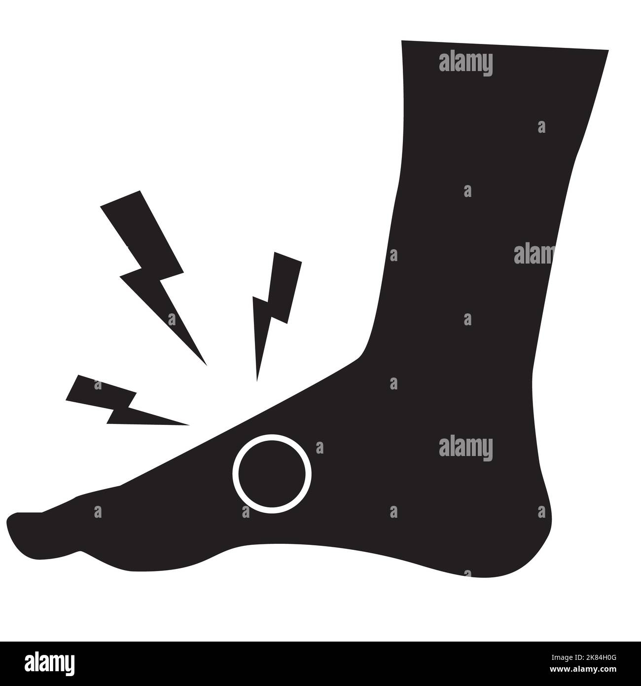 Foot cramp icon on white background. Muscle cramp sign. ankle pain