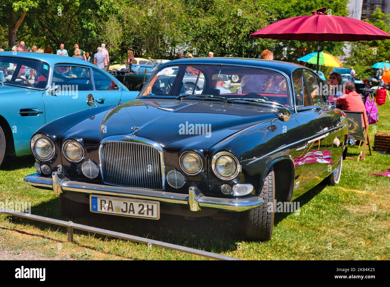 BADEN BADEN, GERMANY - JULY 2022: black Jaguar Mark X MK10 1961, oldtimer meeting in Kurpark. Stock Photo