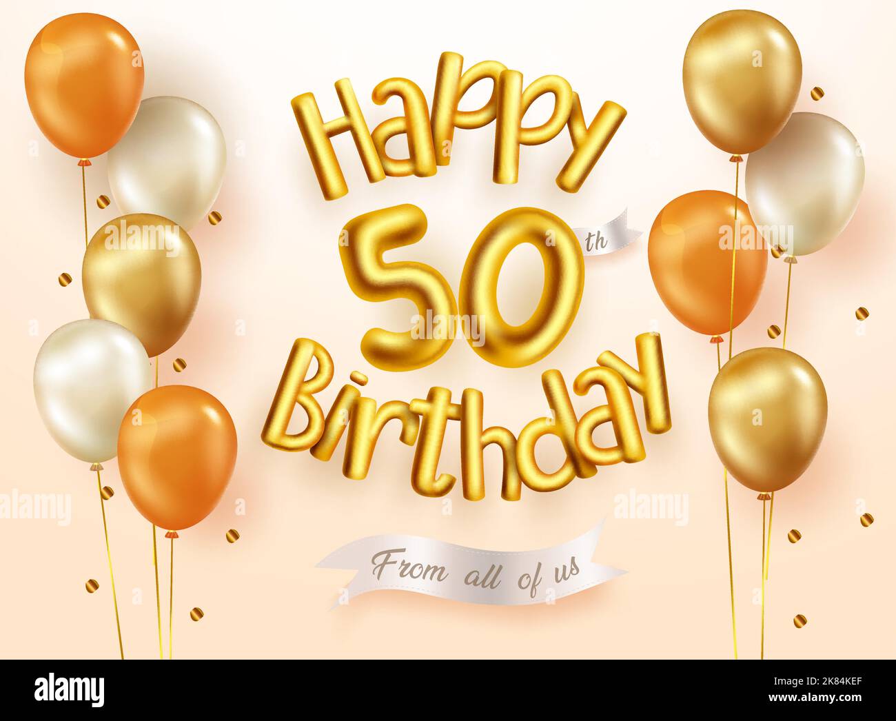 50th birthday vector concept design. Happy birthday 3d balloons with