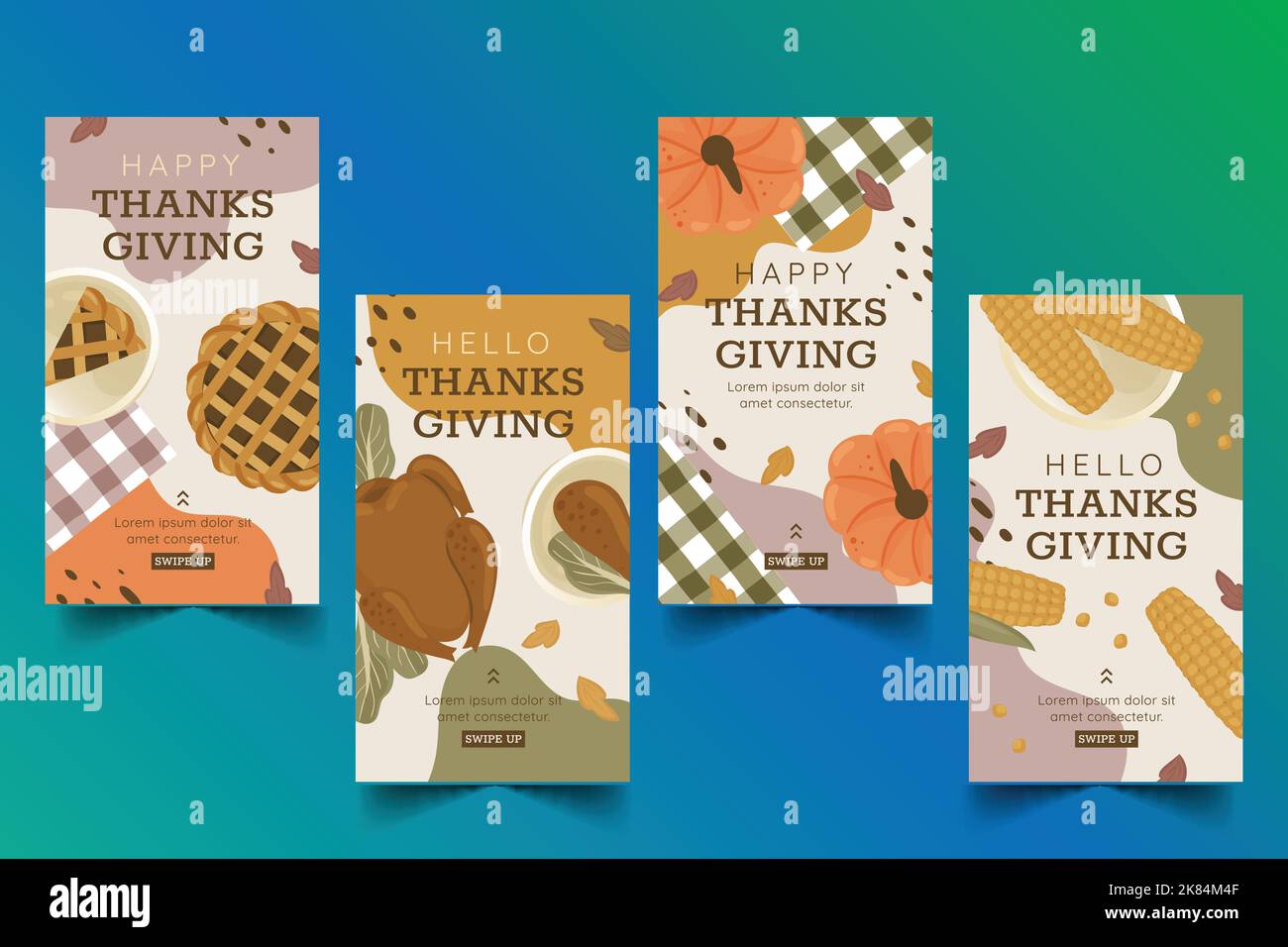 hand drawn flat thanksgiving banners collection vector design ...