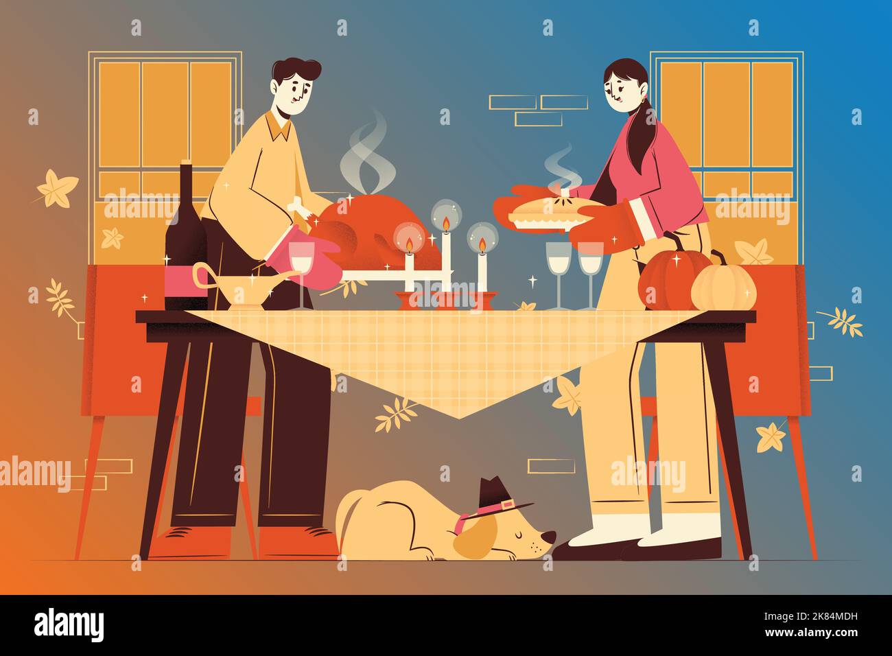 hand drawn flat thanksgiving vector design illustration Stock Vector ...
