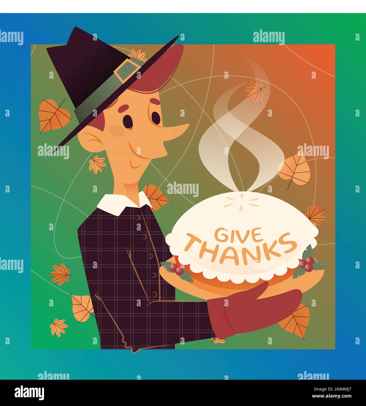 hand drawn flat thanksgiving vector design illustration Stock Vector ...