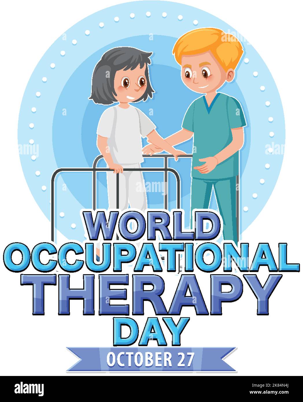 World occupational therapy day text banner design illustration Stock