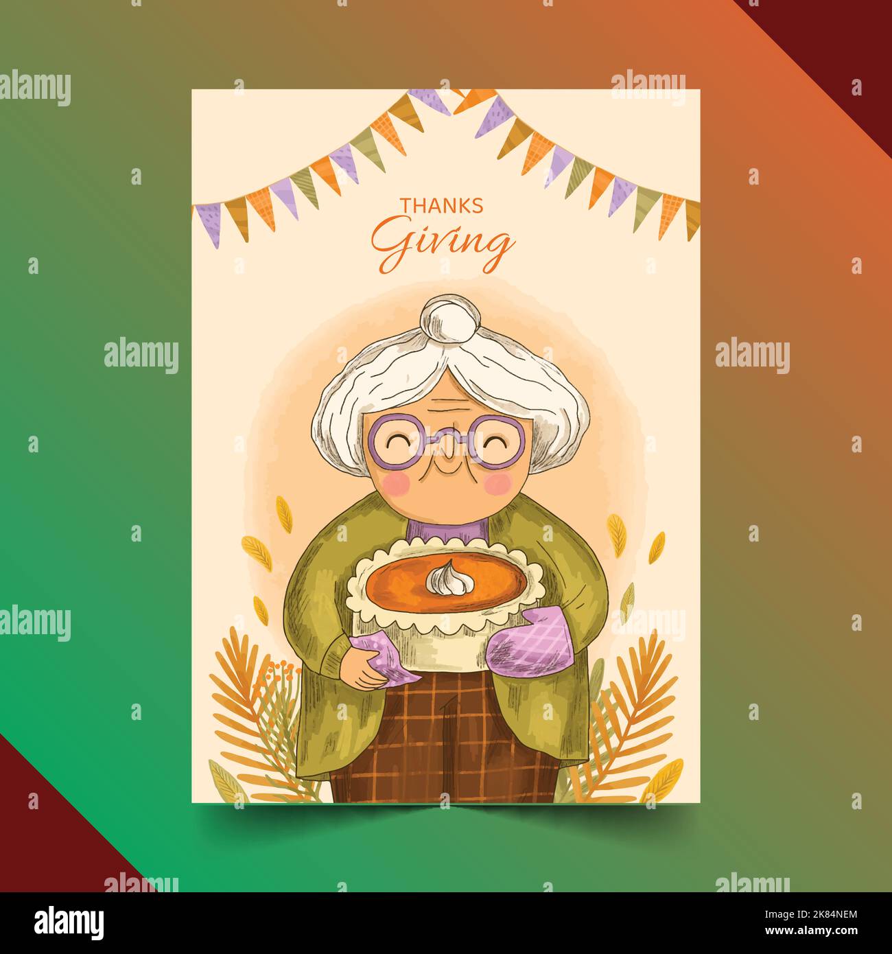 hand drawn thanksgiving cards collection vector design illustration ...