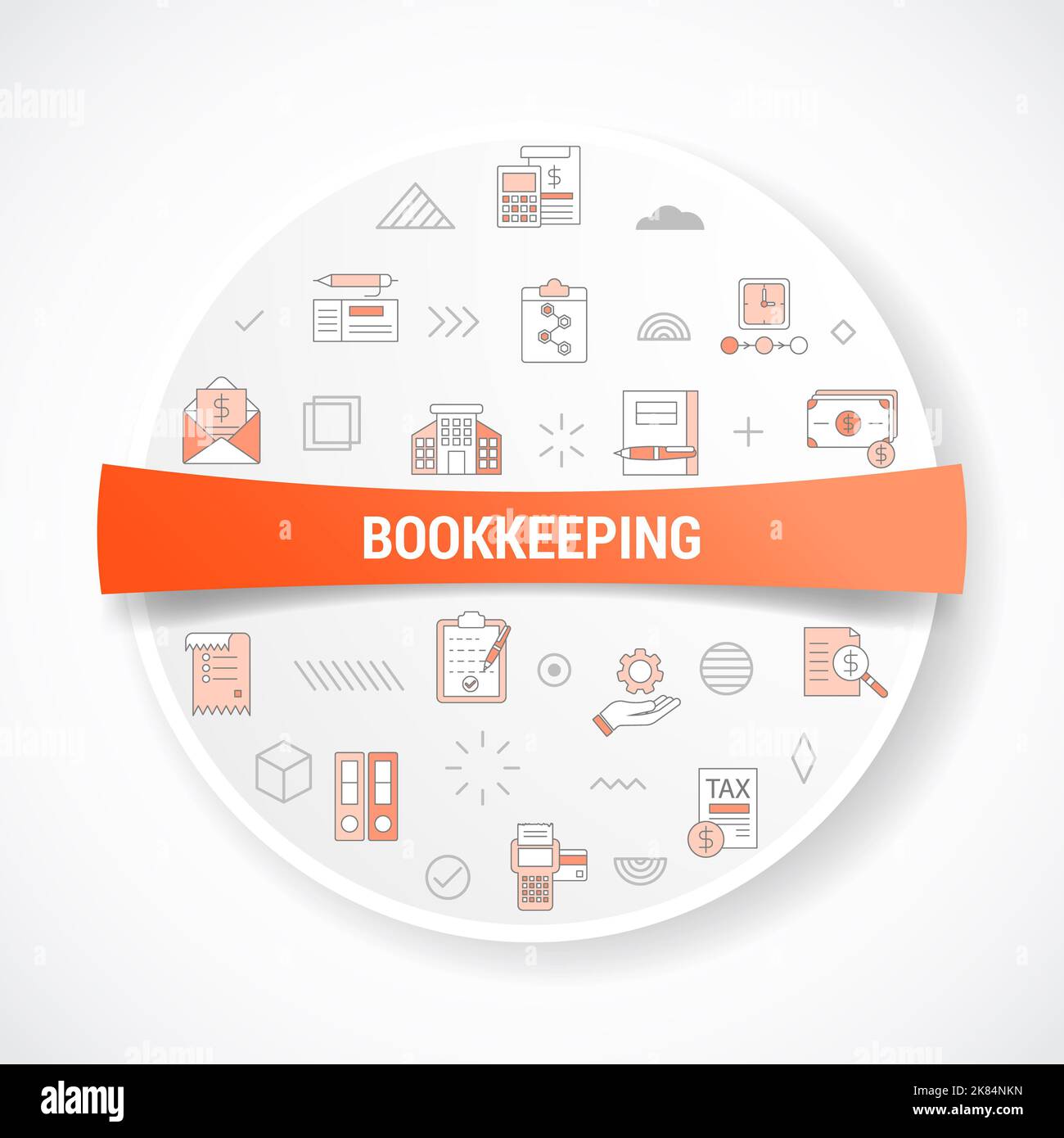 bookkeeping concept with icon concept with round or circle shape for ...