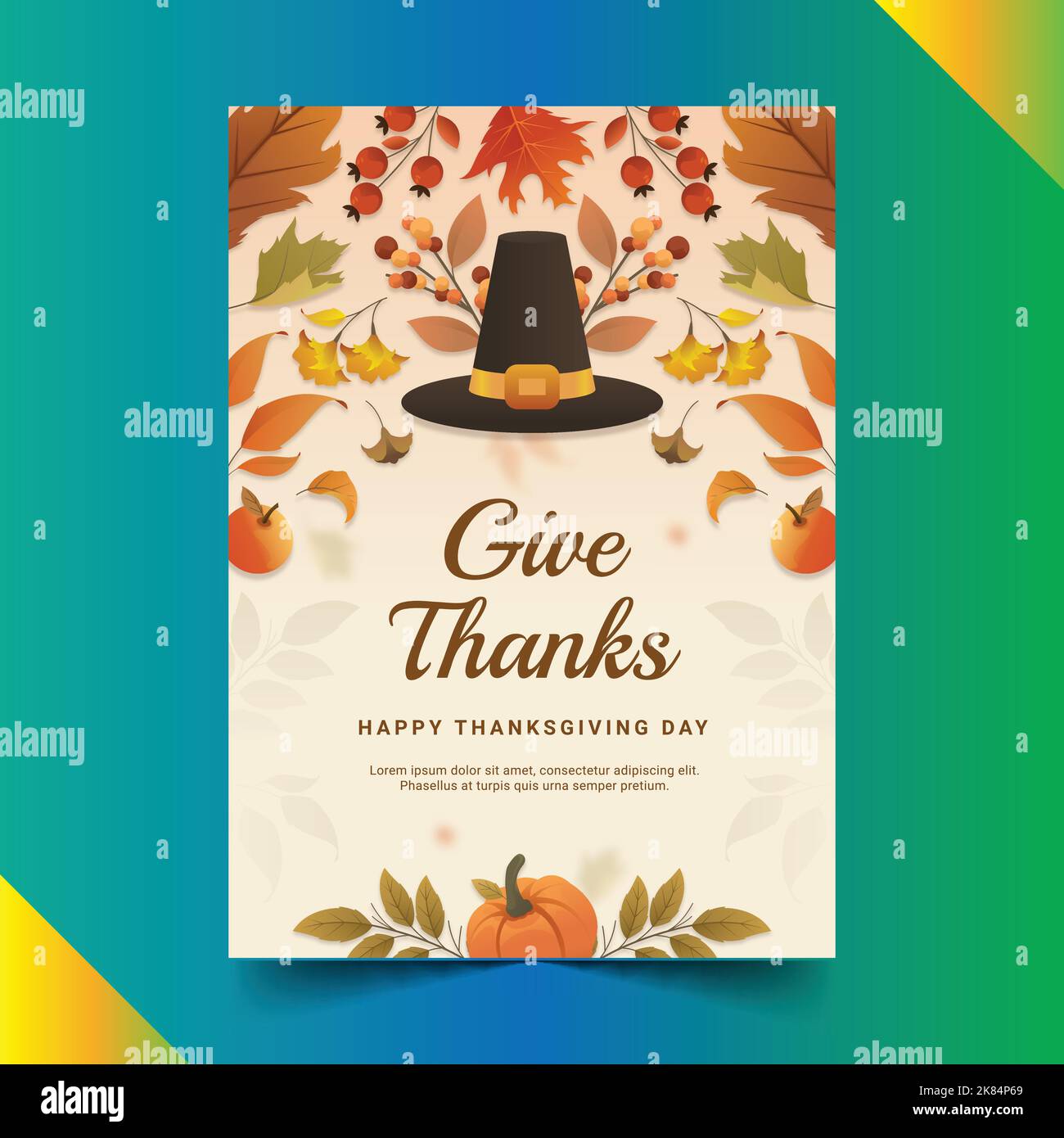 gradient thanksgiving cards collection vector design illustration Stock