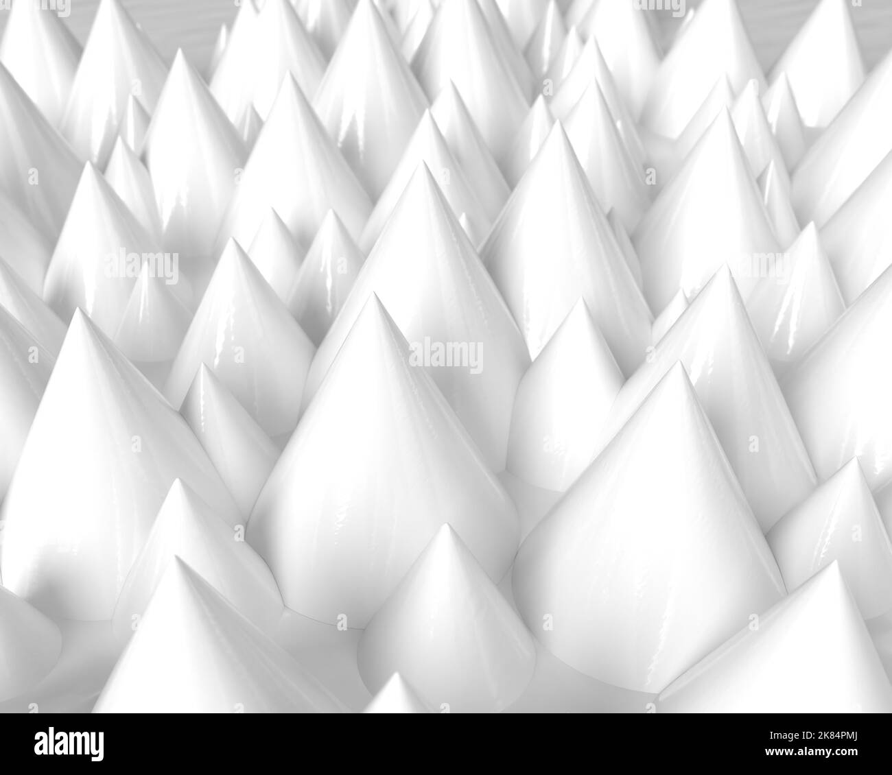 Three dimensional model. Pointed white peaks. Stock Photo