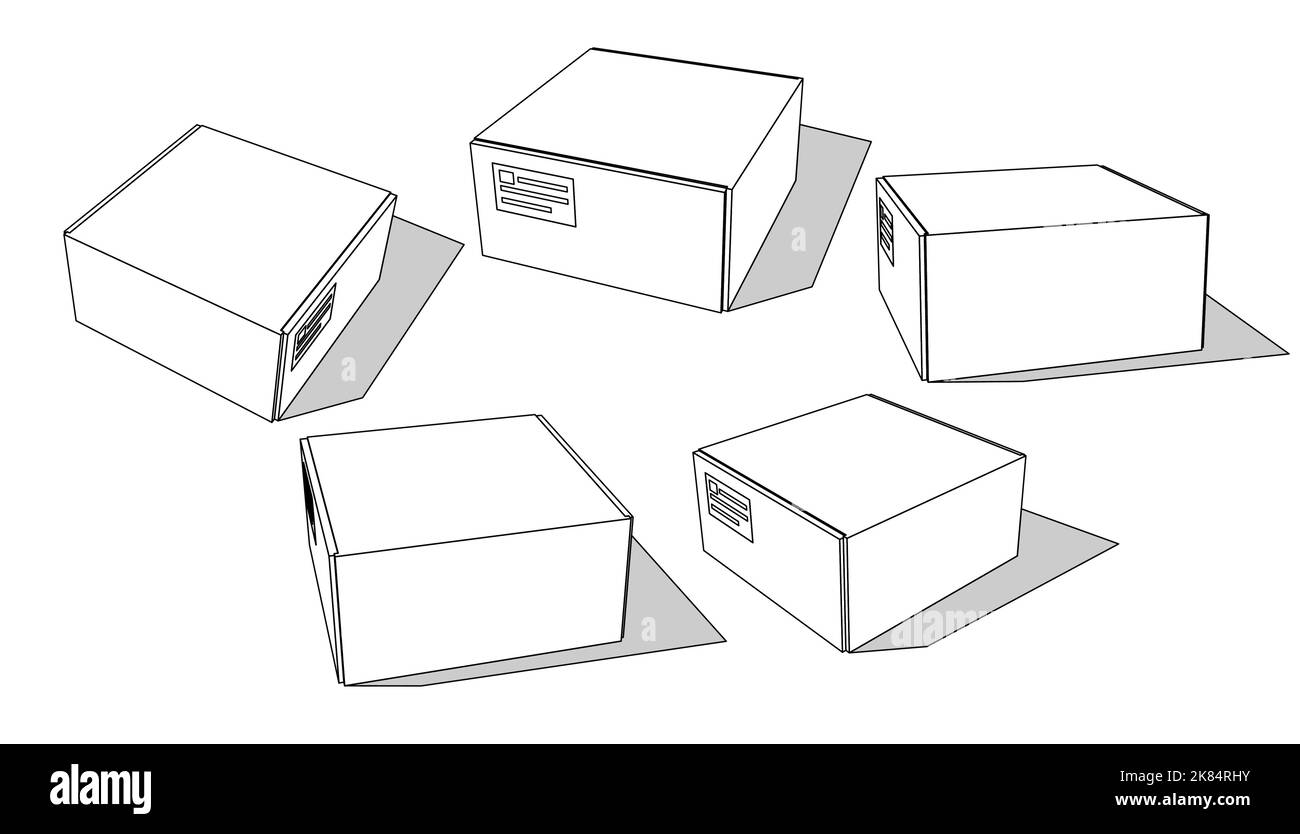 Cardboard boxes set for delivery and storage. Isolated carton crates