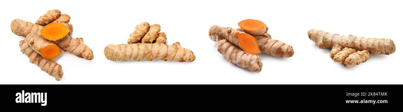 Hard Turmeric Roots Set of turmeric roots isolated on white Stock Photo - Alamy