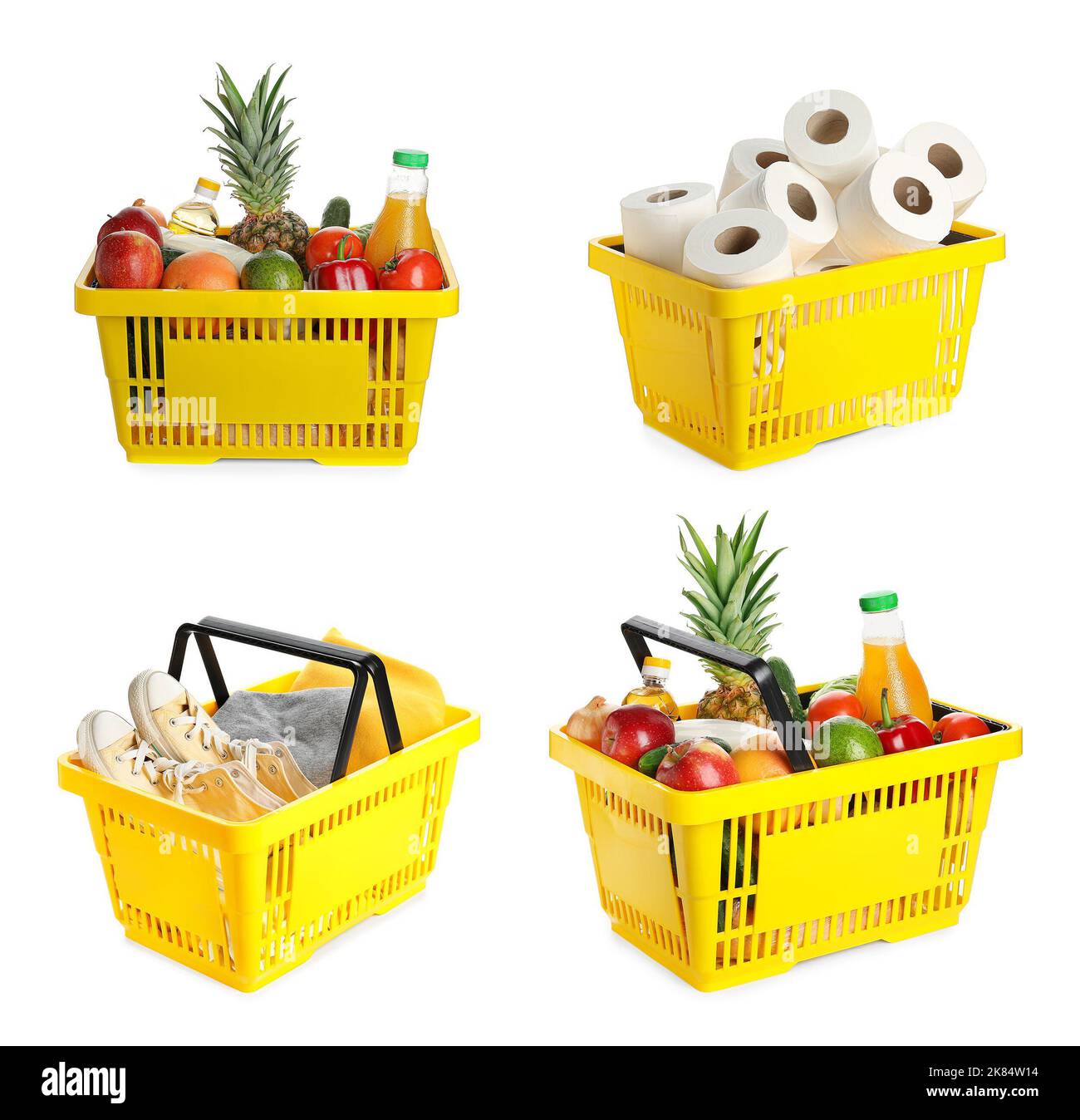 Set of shopping baskets on white background Stock Photo Alamy