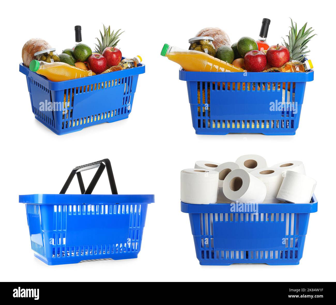 Set of shopping baskets on white background Stock Photo Alamy