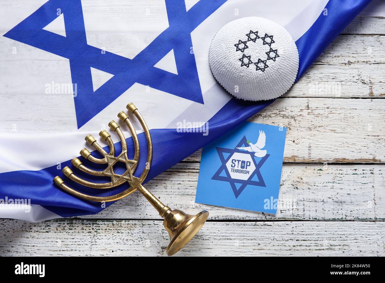 Flag of Israel and text SHABBAT SHALOM on wooden background Stock Photo -  Alamy