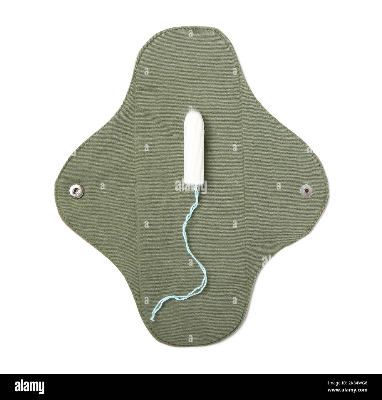 Reusable menstrual pad and tampon on white background Stock Photo Alamy