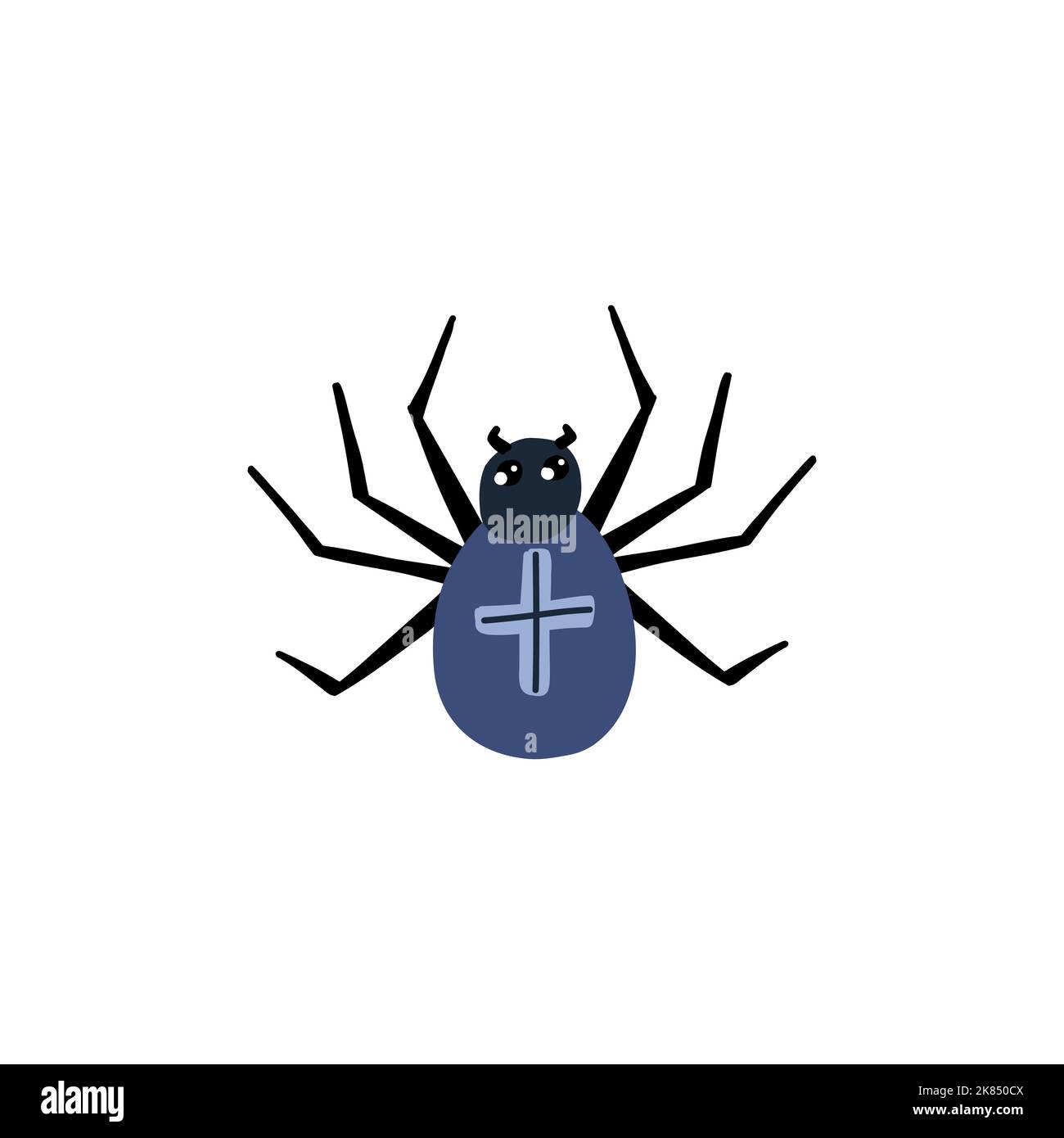 Cartoon spider. Handdrawn insect. Vectorhand drawn illustration Stock Vector