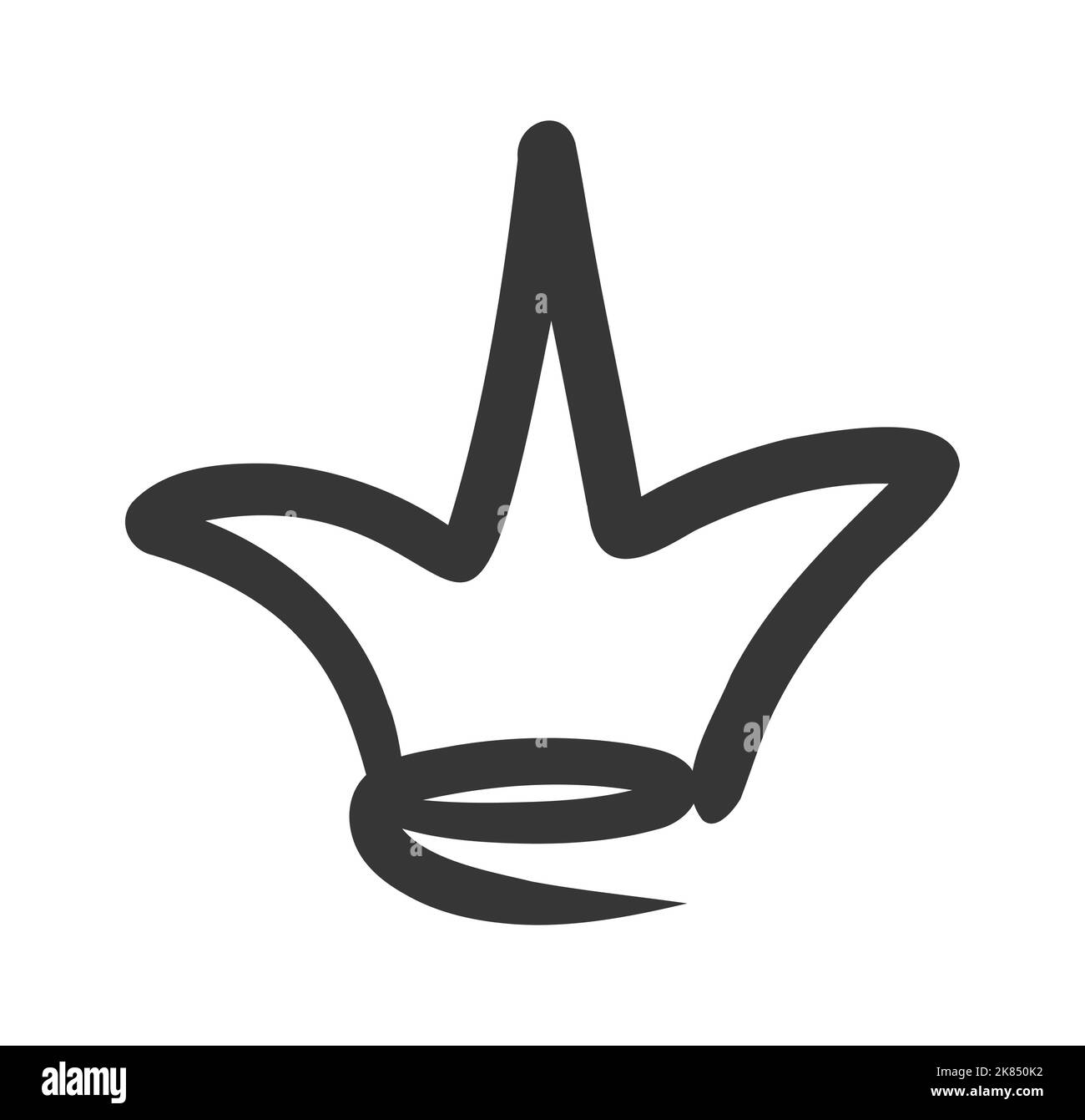 Doodle king queen crown. Hand drawn logo black set. Vector kingdom ...